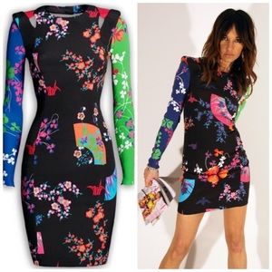 VERSACE X H&M l Midi Long Sleeve Floral Silk Dress